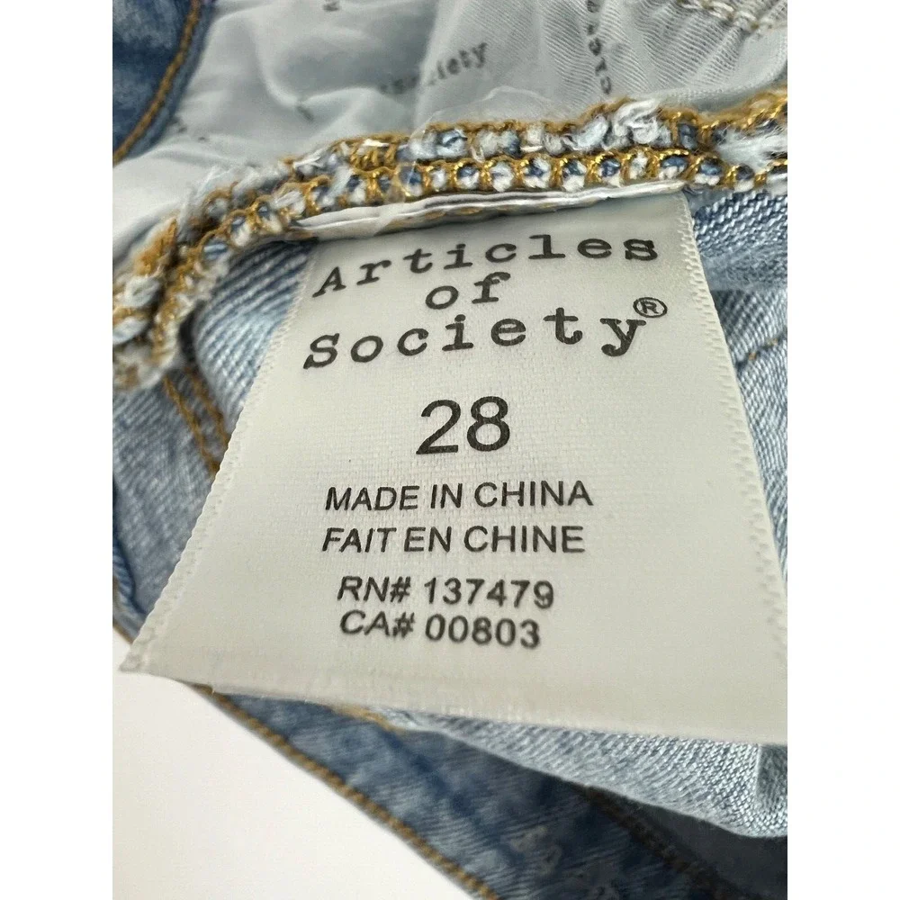 Articles of Society Denim Short Women 28 Blue High Rise Raw Hem Stretch Jean D03